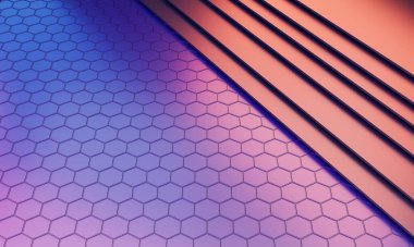 soyut arkaplan deseni siyah mavi altıgen 3d oluşturma