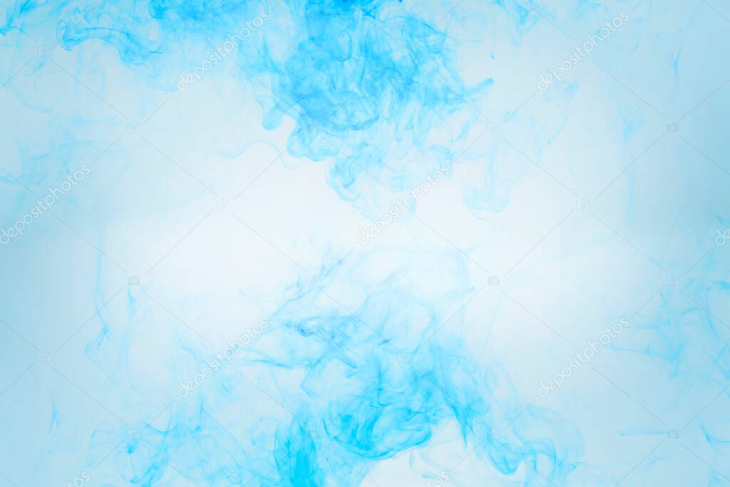 blue water dissolving abstract background on a white background