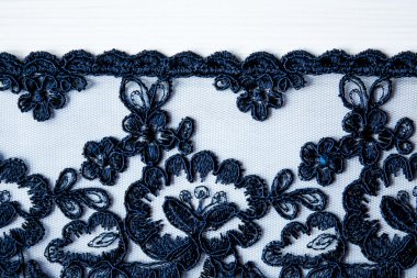 Mavi dantel kumaş süsleme ve dikiş için.