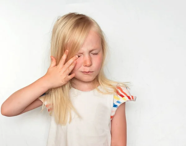 Portrait of a little girl who did not sleep well and does not feel well Royalty Free Stock Images