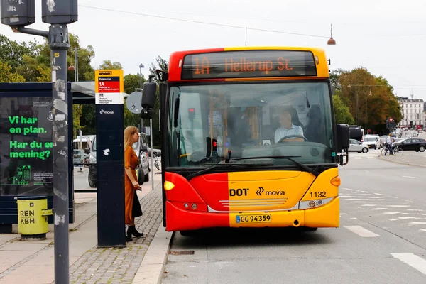 Kodaň Dánsko Září 2019 Pohled Zepředu Městský Autobus Kodaně Autobusové — Stock fotografie