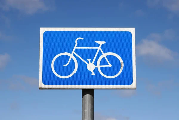 Road Sign Bicycle Blue Sky — Stock Photo, Image