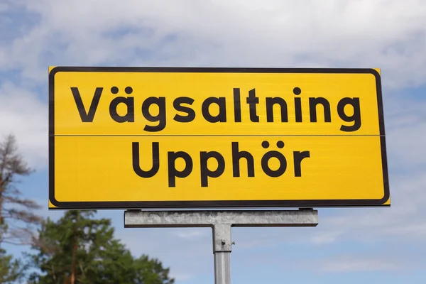 Informatiebord Het Zweeds Aan Grens Waar Het Strooizout Ophoudt — Stockfoto