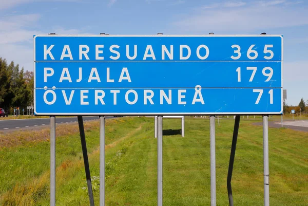 Conseil Situé Haparanda Avec Des Distances Aux Villes Suédoises Karesuando — Photo