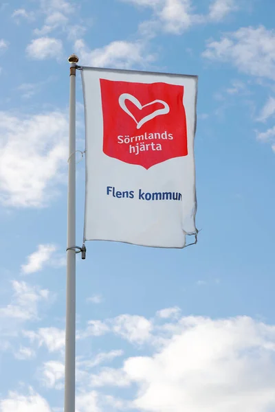 Флен Швеция Июля 2020 Года Флаг Муниципалитета Флен Текстом Шведском — стоковое фото