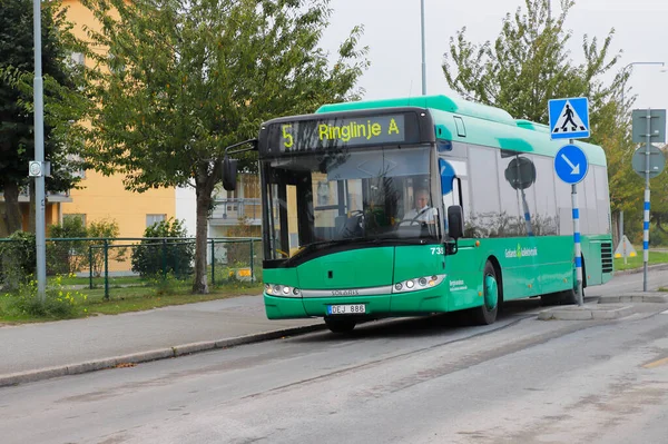 Visby Švédsko Října 2020 Zelený Městský Autobus Provozuje Okruh Číslo — Stock fotografie