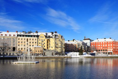 Sodertalje, İsveç - 30 Ocak 2021: Sodertalje Rıhtımı.