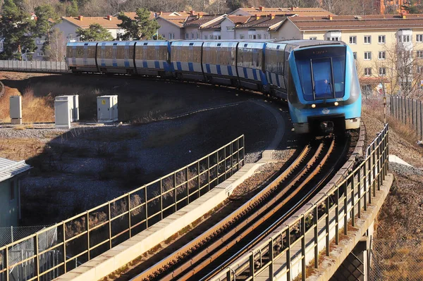 Stockholm Zweden Maart 2021 Zicht C20 Trein Nabij Station Skarmarbrink — Stockfoto