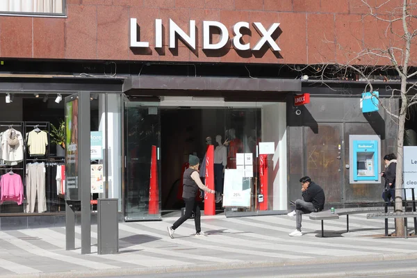 Estocolmo Suecia Abril 2021 Entrada Cadena Lindex Tiendas Ropa Ubicada — Foto de Stock