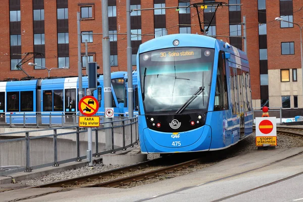 Солна Швеция Марта 2021 Пара Сочлененных Трамваев Класса А35 Эксплуатирует — стоковое фото