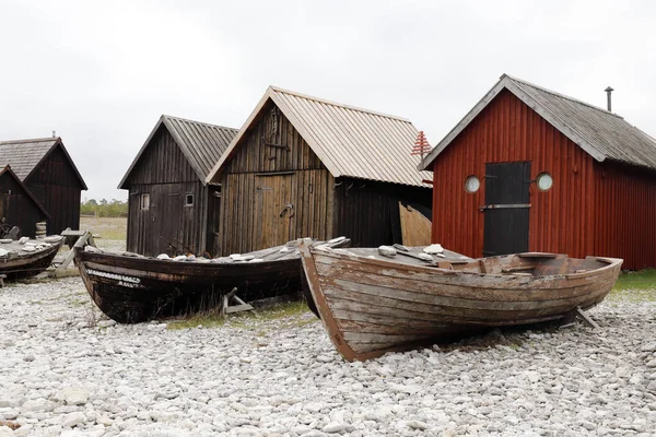 Old Fishing Station Helgumannen Located Faro Island Swedish Province Gotland — 图库照片