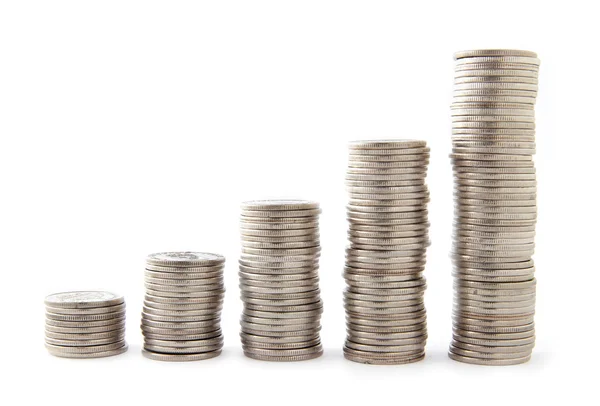 Five stacks of coins — Stock Photo, Image