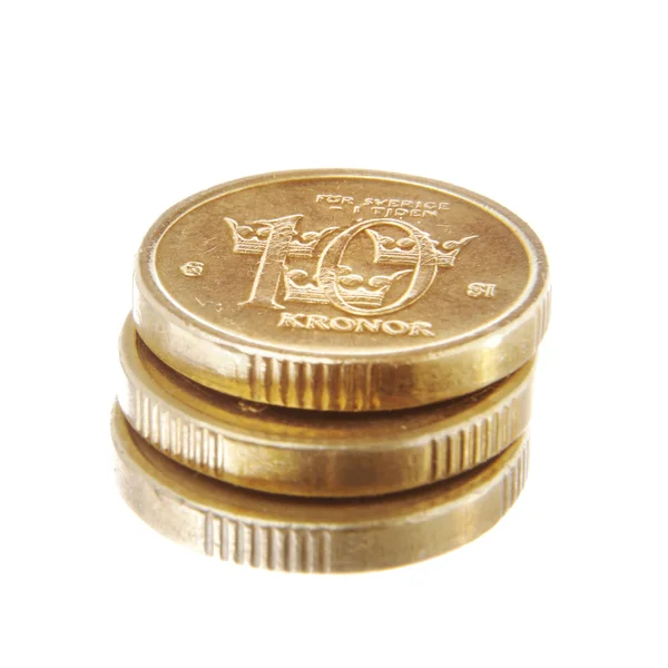Skládaná švédské mince deset korun — Stock fotografie