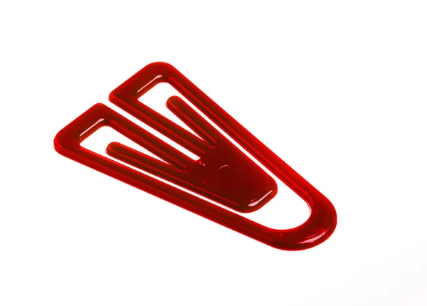 Rote Büroklammer — Stockfoto