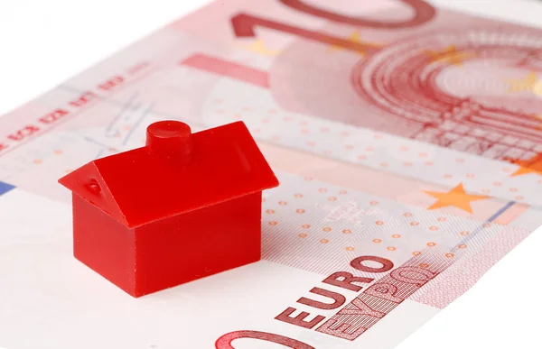 Czerwony dom na Banknot 10 euro — Zdjęcie stockowe