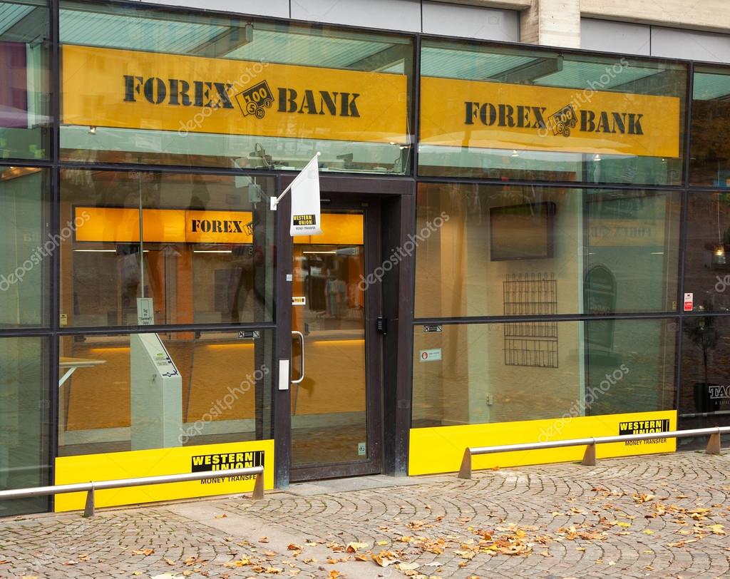 Sodertalje, Sweden - October 24, 2012: forex bank branch in the Main Square