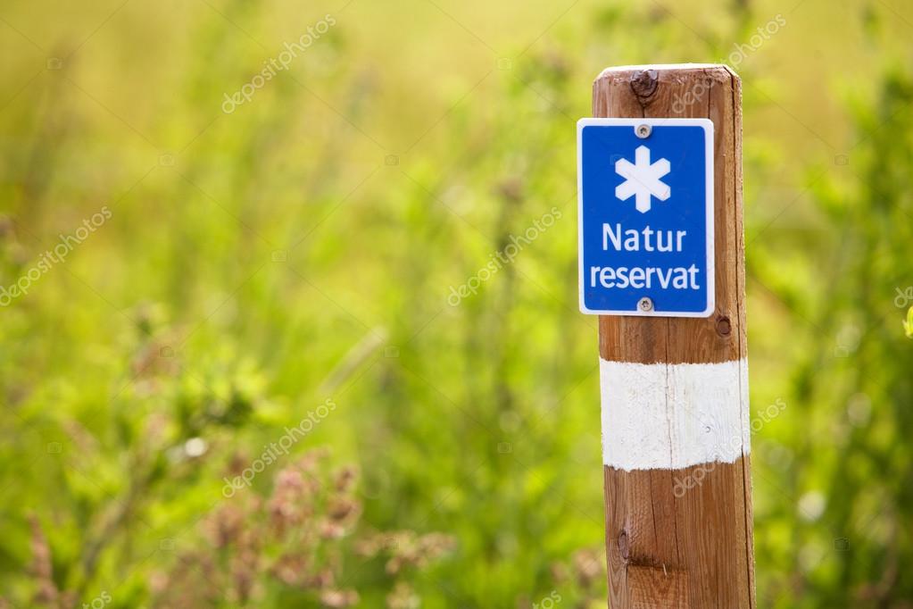 Boundary marker for the nature reserve in Sweden.