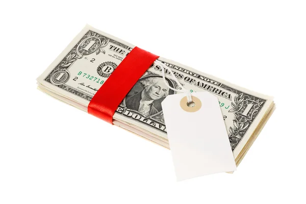 US Dollars with address tag — Stock Photo, Image