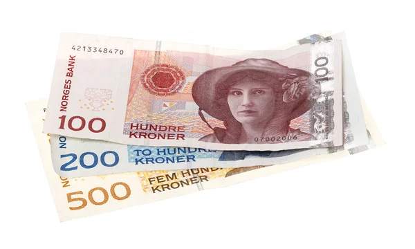 Three Norwegian banknotes — Stock Photo, Image