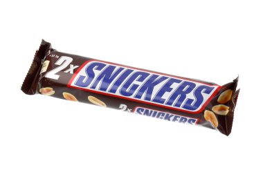 Snickers paket üzerinde beyaz