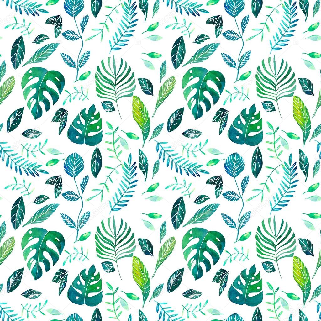 Watercolor leaf seamless pattern background — Stock Photo © librebird