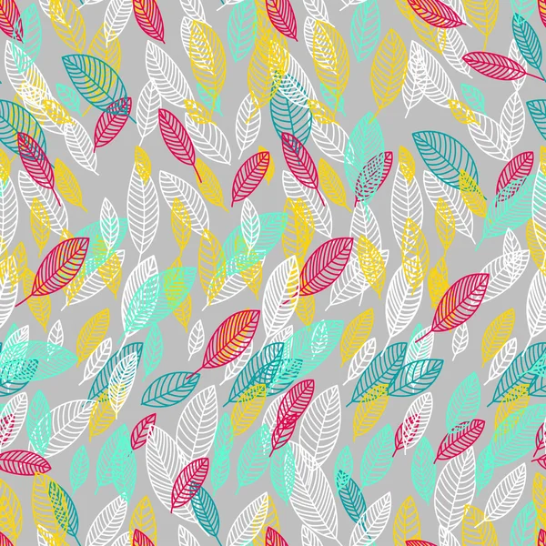 Flying leaves card, vector seamless pattern background