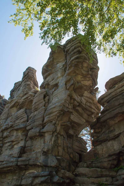 Ural Devil Hillfort Rocks Birches — Stock Photo, Image