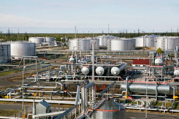 Oil Industrial facility, equipment, pipelines, tanks with oil products, engineering communications.