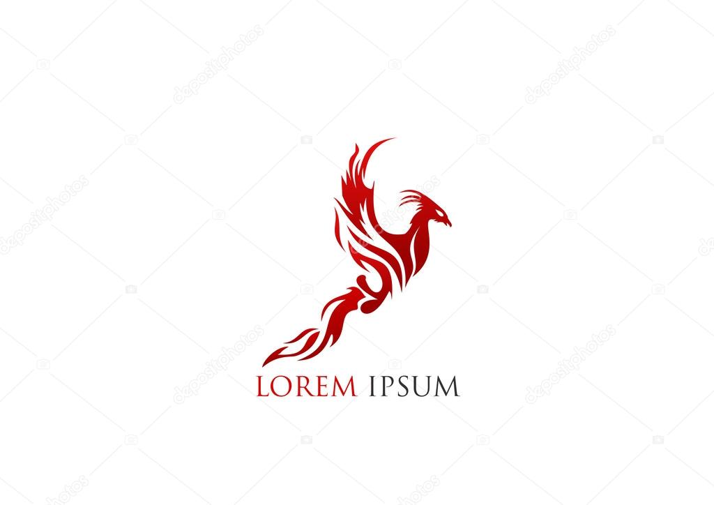Phoenix Icon Power energy business  Fire Logo bird brand vector web