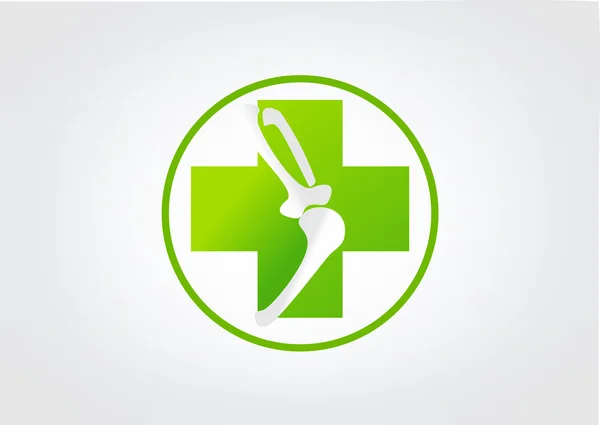 Bone negócio logotipo ícone medicina verde Cruz Vectorl Osso . — Vetor de Stock