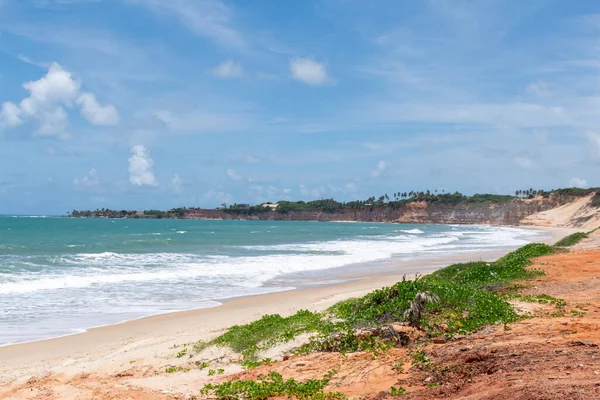 Brezilya 'nın Natal kentindeki Tabatiga sahilinin güzel kayalıklarıyla genel manzarası.