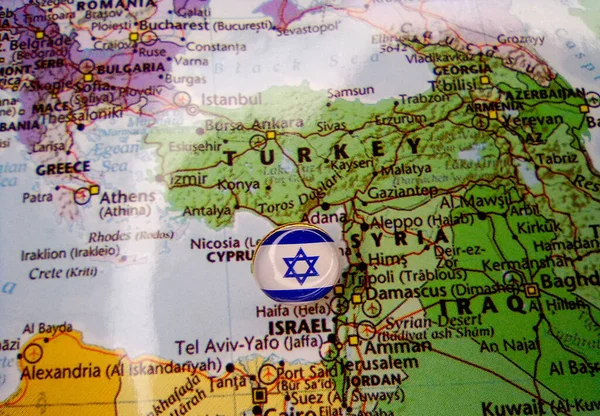 Dessin drapeau d'Israël sur la carte — Photo