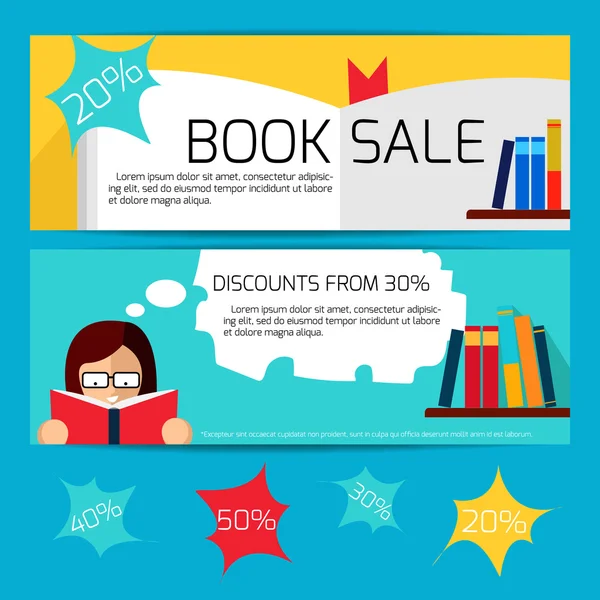 Boek verkoop horizontale Banners — Stockvector