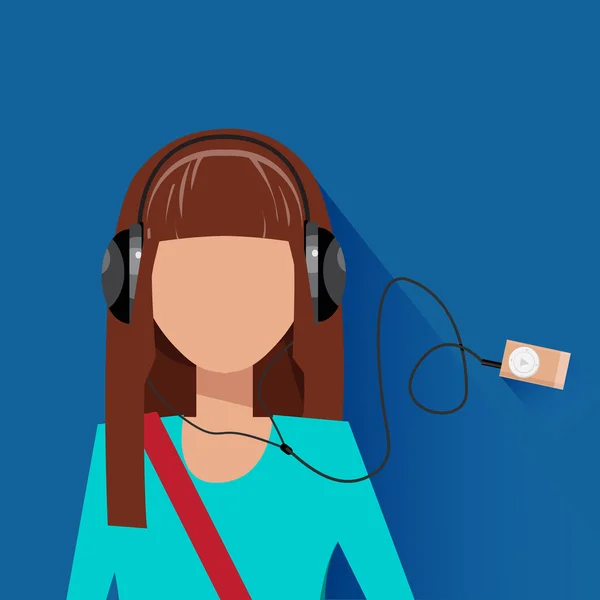 Chica escuchar música — Vector de stock