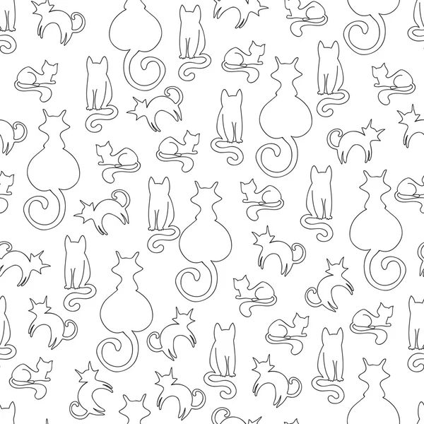 Ligne motif sans couture de chats — Image vectorielle
