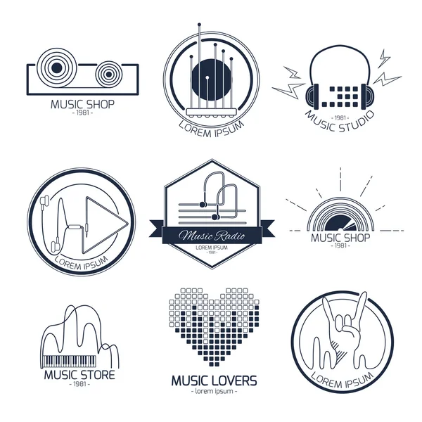 Logotipos y signos musicales — Vector de stock