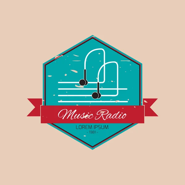 Icono emblema de música — Vector de stock