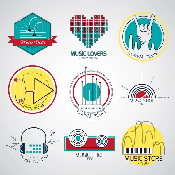 Logotipos y signos musicales — Vector de stock