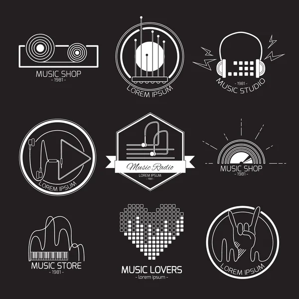 Music logos and signs — Stock Vector