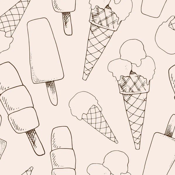 アイスクリームとのシームレスなパターン — ストックベクタ