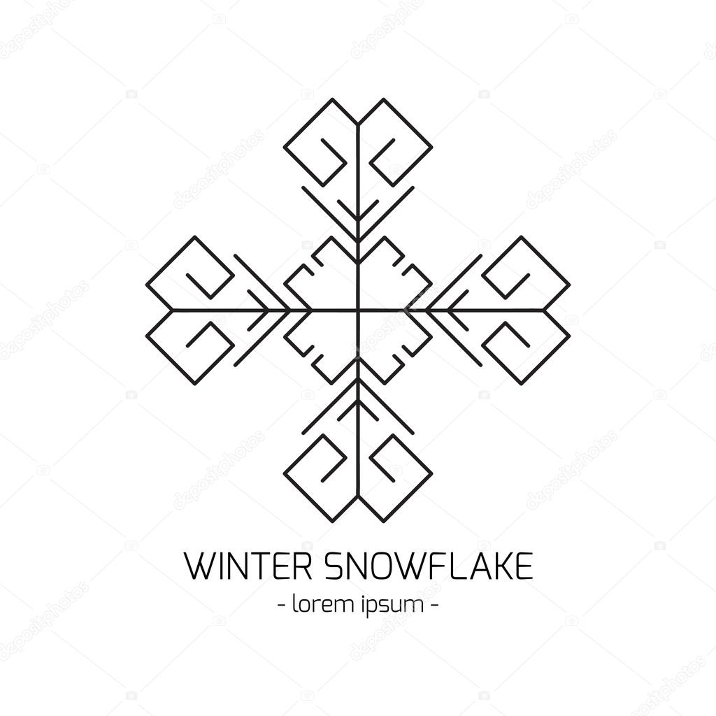 Christmas snowflake minimalistic logo template. Vector isolated line icon