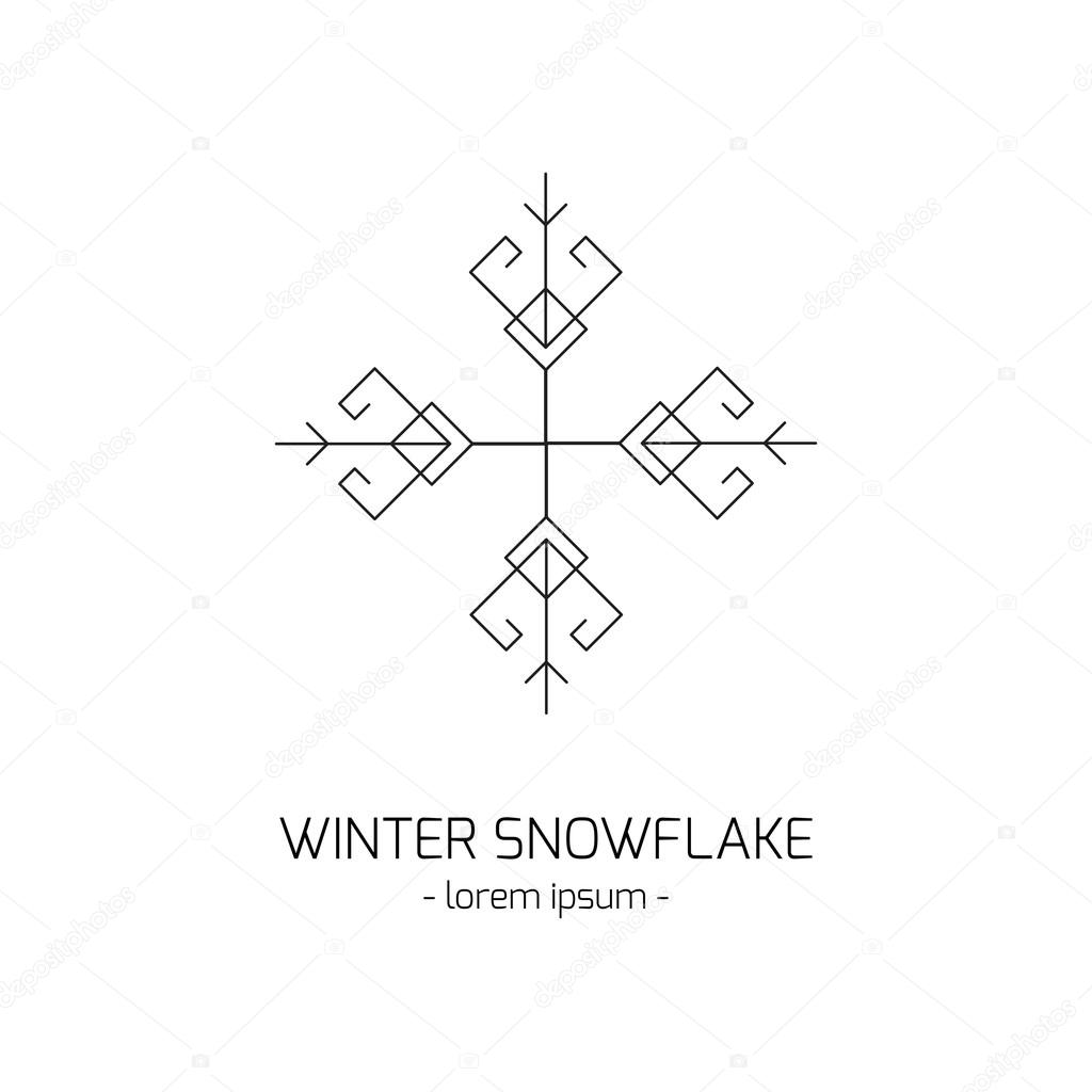 Christmas snowflake minimalistic logo template. Vector isolated line icon