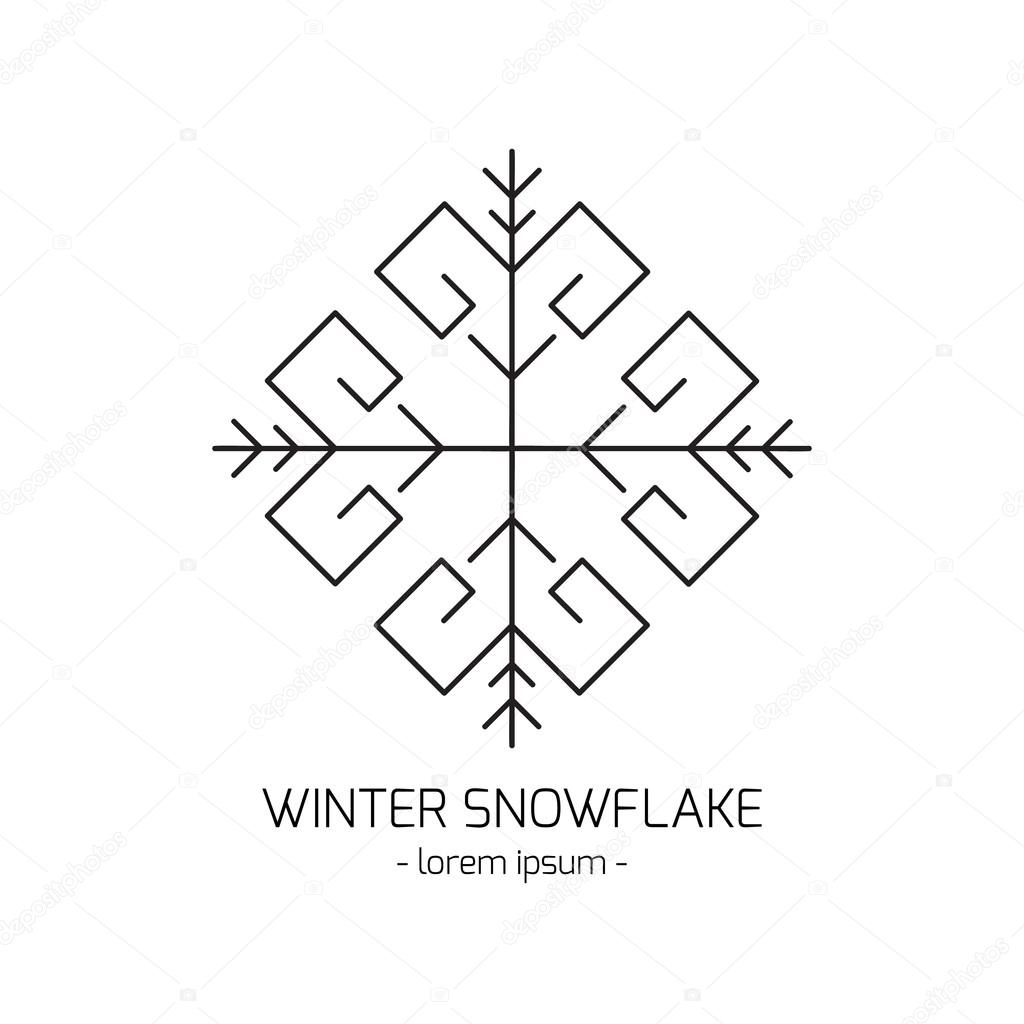 Christmas snowflake minimalistic logo template. Vector isolated line icon