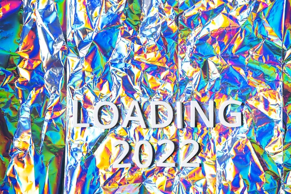 Carga 2022 Frase Colorido Moderno Fondo Holográfico Neón Con Efecto —  Fotos de Stock