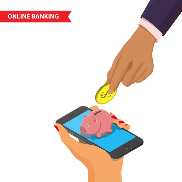 Illustrazione bancaria online — Vettoriale Stock