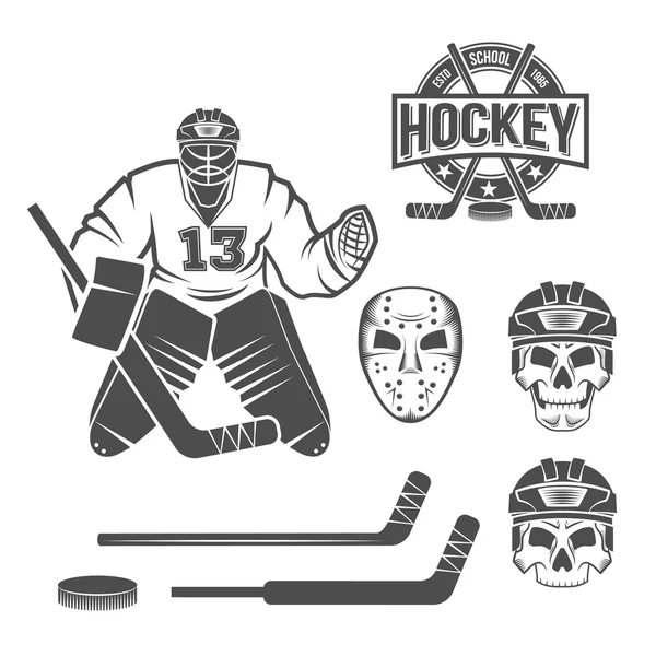 Hielo elementos portero de hockey — Vector de stock