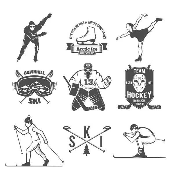 Insignias de deporte de invierno conjunto — Vector de stock