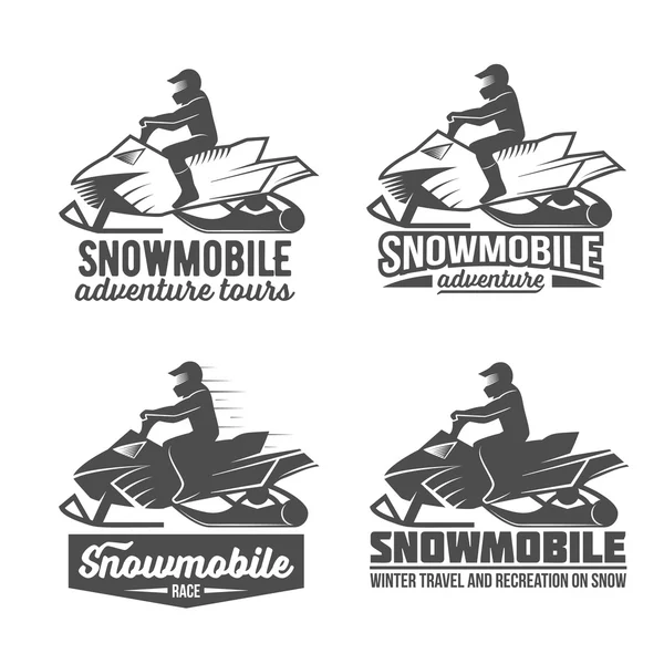 Set of snowmobile dadges — Stock Vector