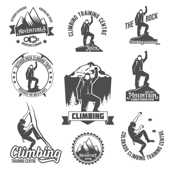 Mountain climbing vintage logos — Stock Vector