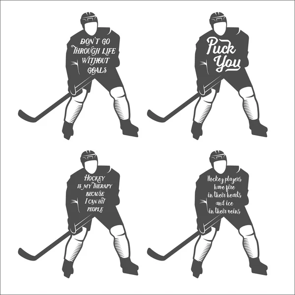 Set ofhockey motivational quotes — Stock Vector